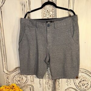 PTO Men's Blue and White Double Knit Cotton Linen Blend Shorts